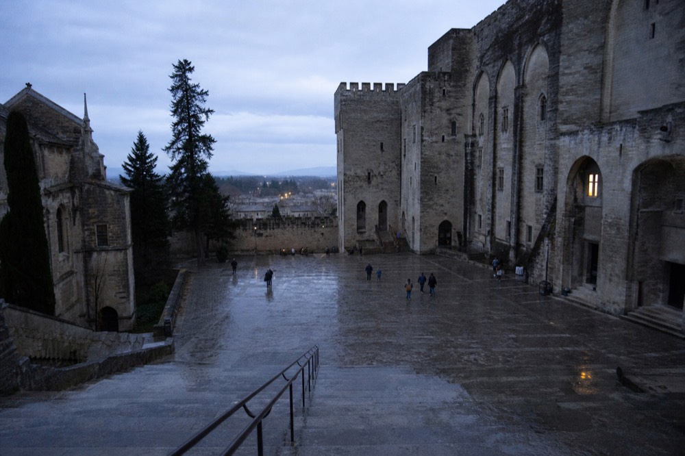 Palais des Papes courtyard in Avignon, no text, no logos, no people